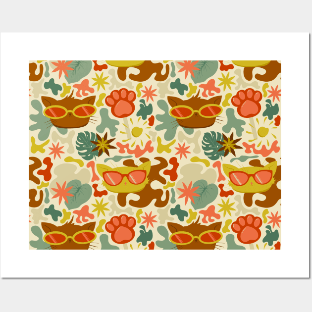 Summertime Retro Cats Wall Art by JBeasleyDesigns